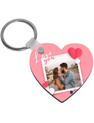 Portachiavi personalizzato con foto a forma di cuore Key I Love U