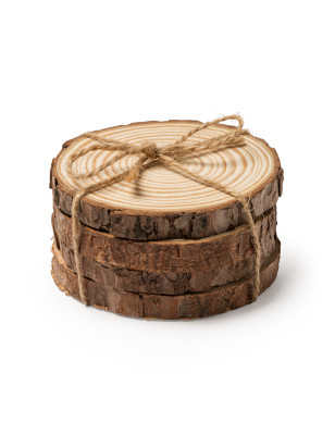 Set di 4 sottobicchieri tronco legno di pino personalizzati