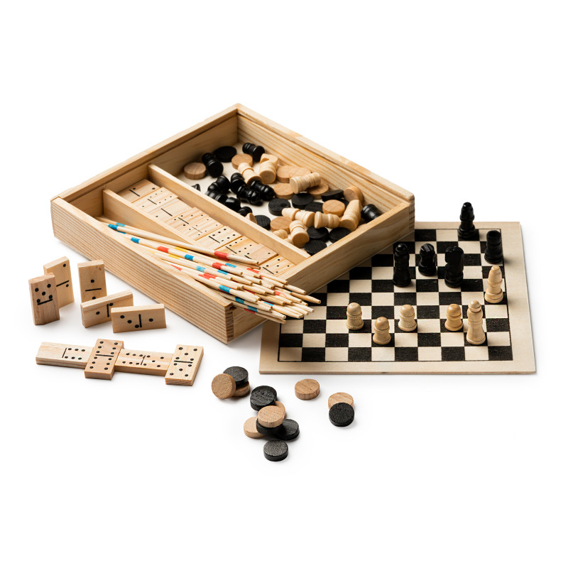 Set di 4 giochi mikado scacchi dama domino