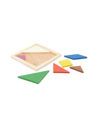 Gioco Puzzle Tangram in legno naturale 7 pezzi colorati 3