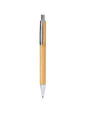 Penna a sfera con clic e punta argentata bambù Tocu
