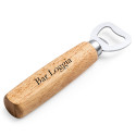 Apribottiglie in acciaio inossidabile con manico in legno naturale incisione a laser