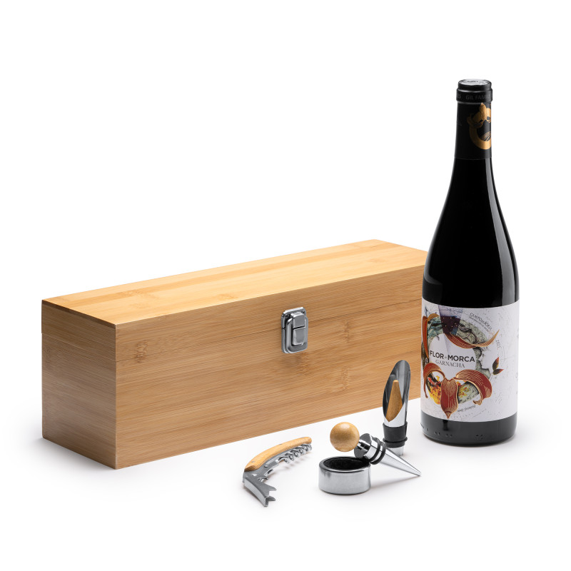 Set di accessori da vino in scatola di sughero