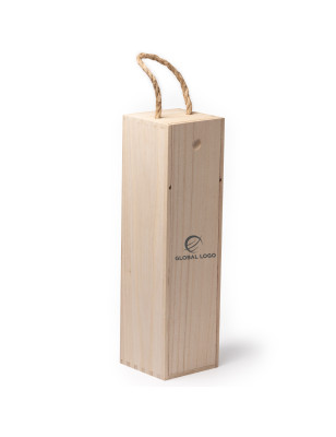 Cassetta in legno con maniglia per bottiglia di vino incisione
