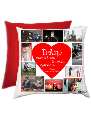 Cuscino personalizzato Love & Co con collage di foto e dedica