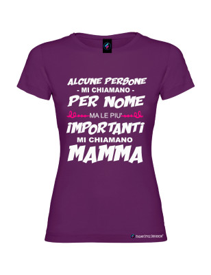 T-shirt donna le persone più importanti mi chiamano mamma colore viola