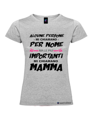T-shirt donna le persone più importanti mi chiamano mamma colore grigio