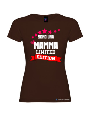 T-shirt donna personalizzata mamma Limited Edition colore marrone