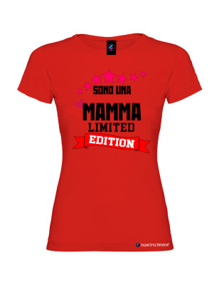 T-shirt donna personalizzata mamma Limited Edition colore rosso