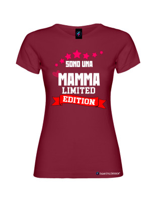 T-shirt donna personalizzata mamma Limited Edition colore bordeaux
