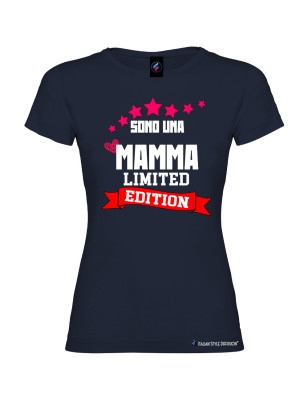 T-shirt donna personalizzata mamma Limited Edition colore blu navy