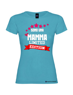T-shirt donna personalizzata mamma Limited Edition colore turchese