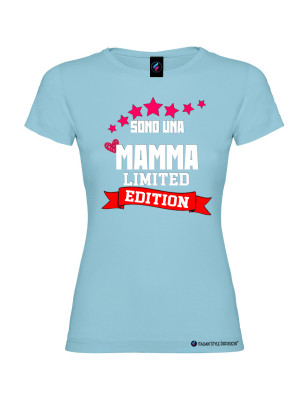 T-shirt donna personalizzata mamma Limited Edition colore azzurro