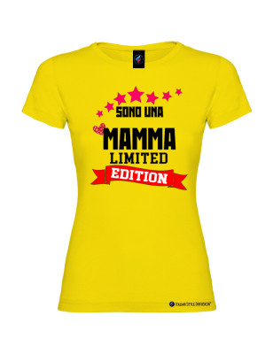 T-shirt donna personalizzata mamma Limited Edition colore giallo