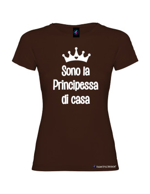 T-shirt bambina donna personalizzata principessa di casa colore marrone