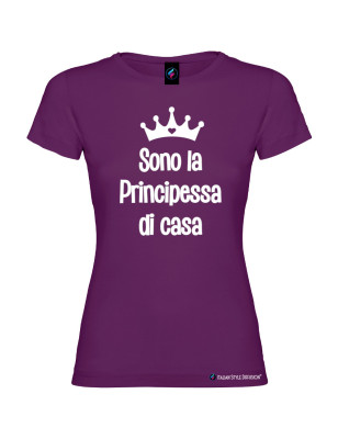 T-shirt bambina donna personalizzata principessa di casa colore viola