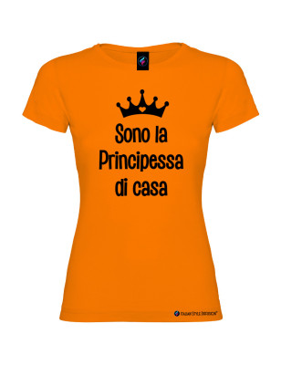 T-shirt bambina donna personalizzata principessa di casa colore arancio
