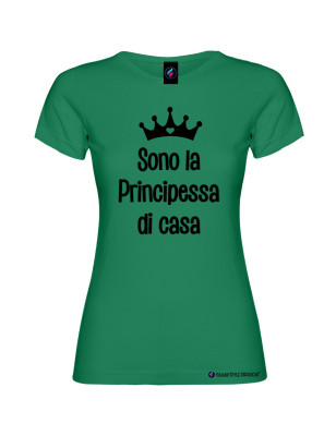 T-shirt bambina donna personalizzata principessa di casa colore verde