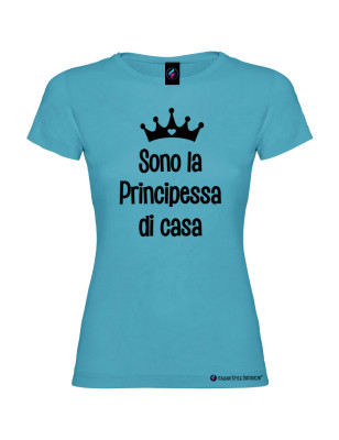 T-shirt bambina donna personalizzata principessa di casa colore turchese