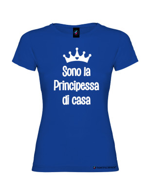 T-shirt bambina donna personalizzata principessa di casa colore blu royal
