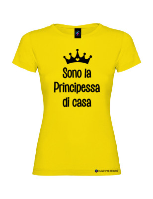 T-shirt bambina donna personalizzata principessa di casa colore giallo