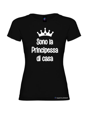 T-shirt bambina donna personalizzata principessa di casa colore nero
