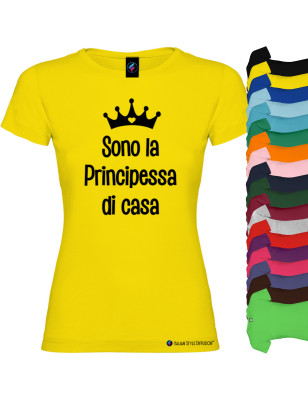 T-shirt bambina donna personalizzata principessa di casa colori vari