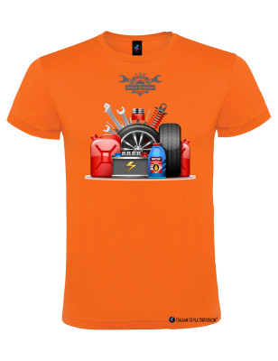 T-shirt personalizzata uomo meccanico Service Repair colore arancio