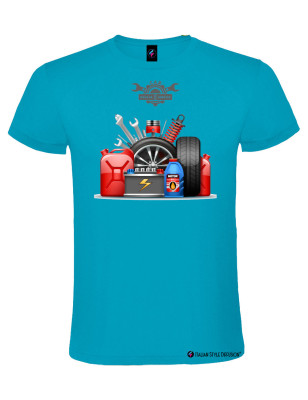 T-shirt personalizzata uomo meccanico Service Repair colore turchese