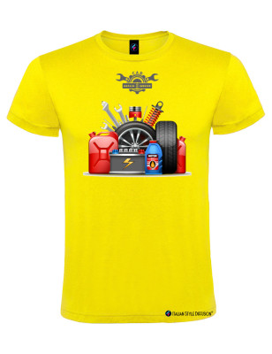 T-shirt personalizzata uomo meccanico Service Repair colore giallo