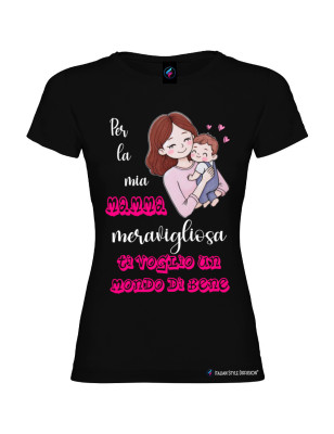T-shirt per la Mamma meravigliosa personalizzabile nero