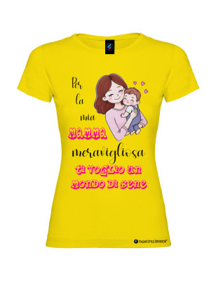 T-shirt per la Mamma meravigliosa personalizzabile giallo