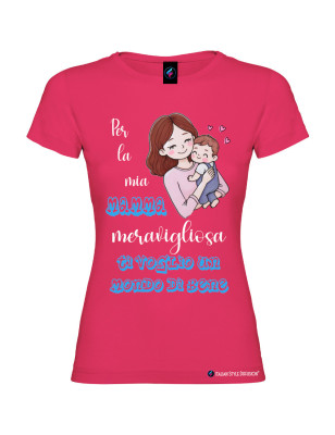 T-shirt per la Mamma meravigliosa personalizzabile rosa fucsia