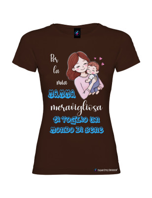 T-shirt per la Mamma meravigliosa personalizzabile marrone