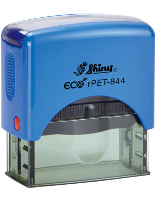 Timbro autoinchiostrante Shiny Printer Eco PET-844 58x22 mm colore blu royal