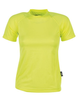 Maglietta fluorescente Firstee donna sport girocollo manica corta colore giallo fluorescente