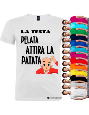 T-shirt personalizzata divertente testa pelata attira patata colori