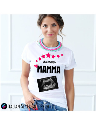 T-shirt donna dal 2024 sono diventata mamma ecografia
