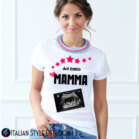 T-shirt donna dal 2024 sono diventata mamma ecografia
