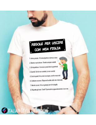 T-shirt personalizzata divertente 10 regole per uscire con mia figlia