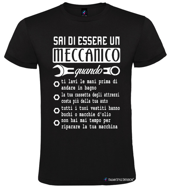 T-shirt personalizzata sei un meccanico se nero