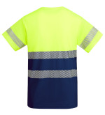 T-shirt rifrangente ad alta visibilità con logo personalizzato giallo blu