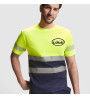 T-shirt fluorescente ad alta visibilità con logo personalizzato giallo blu