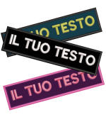 Patch rettangolare ricamata personalizzata con testo su misura, ideale per abbigliamento, divise e accessori