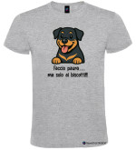 Maglietta Rottweiler “Faccio Paura… Ma Solo ai Biscotti!” – T-Shirt Unisex colore grigio