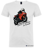 Maglietta personalizzata moto scarico la settimana sui tornanti colore bianco
