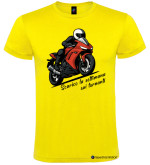 Maglietta personalizzata moto scarico la settimana sui tornanti colore giallo