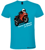 Maglietta personalizzata moto scarico la settimana sui tornanti colore turchese