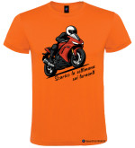 Maglietta personalizzata moto scarico la settimana sui tornanti colore arancio
