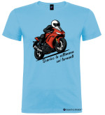 Maglietta personalizzata moto scarico la settimana sui tornanti colore azzurro